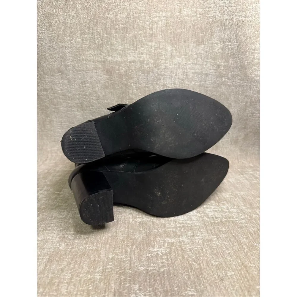 Steve Madden Women's Moto Buckle Stud Leather Halle Ankle Boots Black Size 6.5